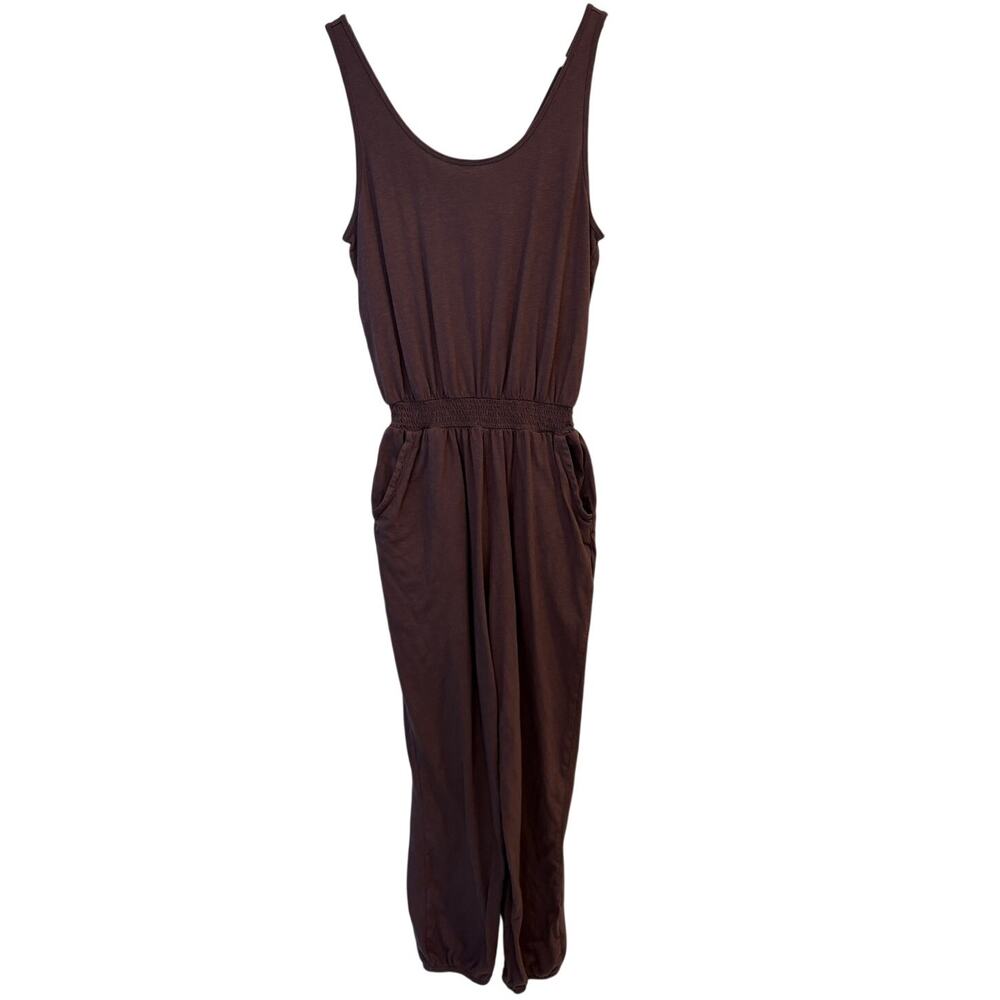 Aerie Brown Sleeveless Smocked Waist Jogger Jumpsuit Size Medium - Picture 3 of 5